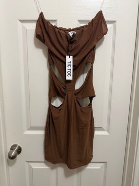 Chocolate Brown Cutout Mini Dress
